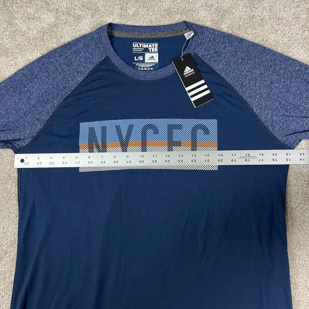 Adidas Mens Large Blue Crew Neck Long Sleeve Pullover NYCFC Performance Tee NWT‎